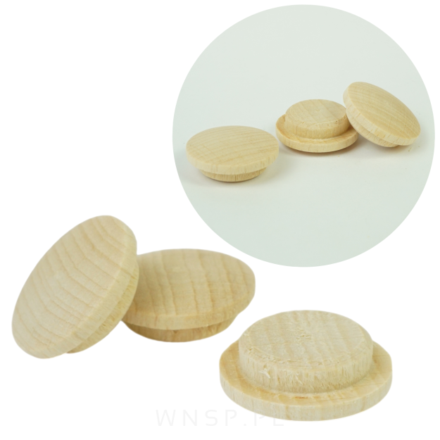 Zaślepki drewniane 100 sztuk do otworu Ø 15 mm buk, surowe