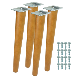 4x Noga bukowa skośna UNIQ 35 CM z blachą montażową