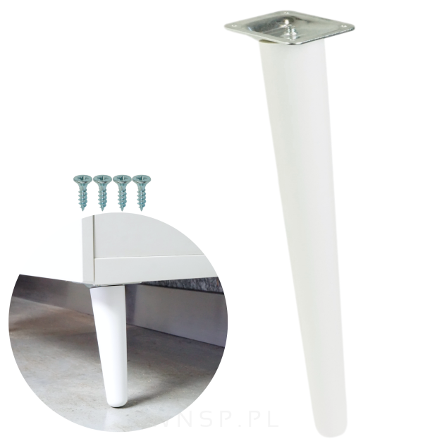Noga bukowa skośna UNIQ - 40 cm z blachą montażową