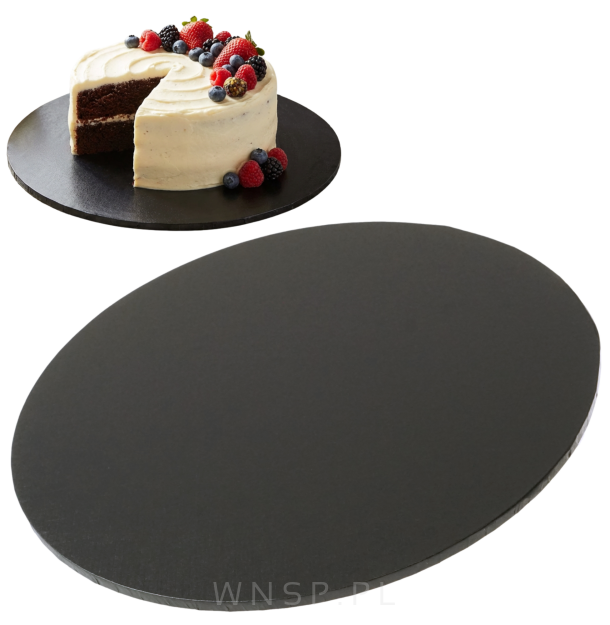 Mocny podkład pod tort Ø 28 cm okrągły MDF, dekoracja na urodziny sztywny czarny