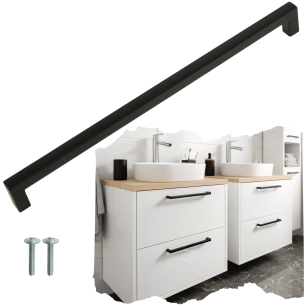 Uchwyt meblowy 320 mm Quadro, czarny, loft do szafki szuflady kuchennej