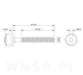 M6 X 50 mm metryczny z łbem walcowym SW 4 - 2