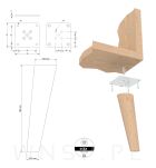 Nogi bukowe 18 CM skośne nóżki drewniane stożek zestaw z blachami, wkrętami - 2