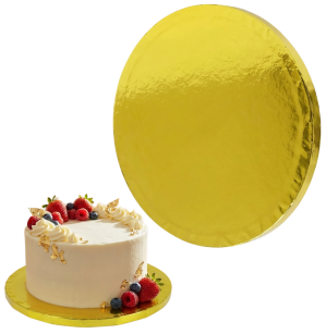 Podkład pod tort Ø 35 cm okrągły, dekoracja na urodziny gruby sztywny złoty