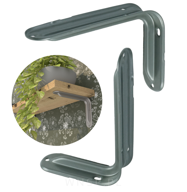 Wspornik do półki ściennej 2 sztuki 125 x 80 mm, srebrny
