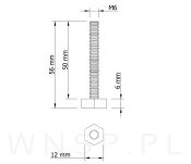 Regulator, nóżka, stopka meblowa M6 x 50 mm, biała - 2