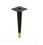 Noga stalowa stożek 18 cm cm, z blachą montażową, czarna matowa + mosiądz - 4