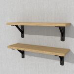 Zestaw 2 półek ściennych w dekorze dębu 400 x 150 x 18 mm, ze wspornikami montażowymi - 4