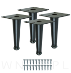 Nogi stalowe 12 cm, zestaw z wkrętami, czarne - 4