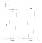 4x Noga dębowa prosta UNIQ 15 CM z blachą montażową - 2