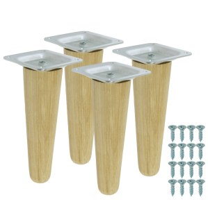 4x Noga dębowa prosta UNIQ 15 CM z blachą montażową