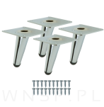 Nogi stalowe skośne 10 cm, zestaw z wkrętami, chrom - 4