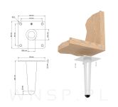 Noga stalowa prosta stożek 10 cm, z blachą montażową, chrom - 4