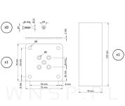 Noga dębowa 12 CM, nóżka drewniana dąb lakier kwadrat, zestaw z blachą i wkrętami - 2