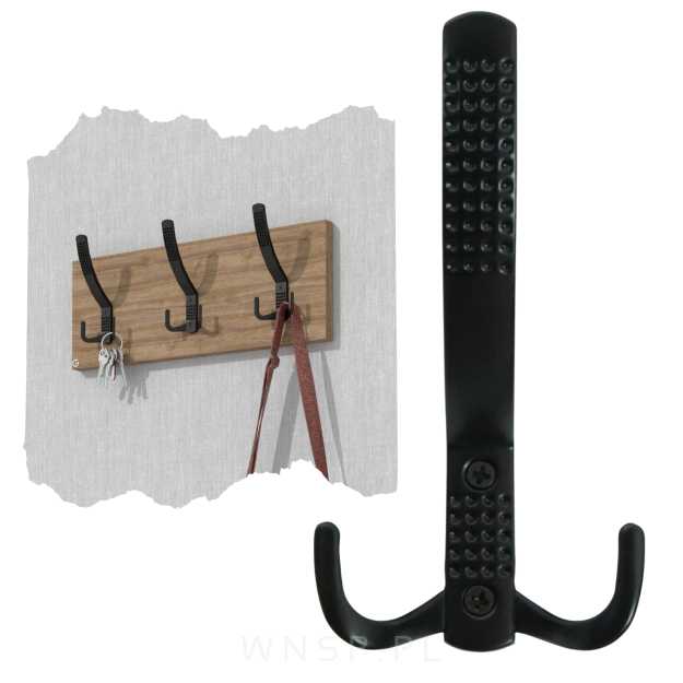 Haczyk 3 ramienny wieszak przykręcany, czarny