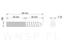 M8 X 60 mm, szpilka dwustronna 50/50 - 3