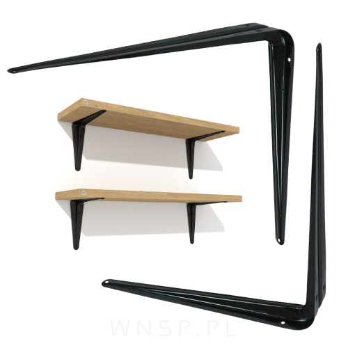 20x Wsporników do półki ściennej 350 x 300 mm, w kolorze czarnym