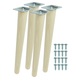 4x Noga bukowa skośna UNIQ 30 CM z blachą montażową