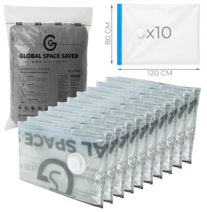 10 SZT. WORKÓW PRÓŻNIOWYCH 120 x 80 CM, WORKI NA UBRANIA POŚCIEL MOCNE GRUBE