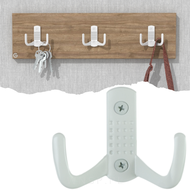 Haczyk 2 ramienny wieszak przykręcany, biały