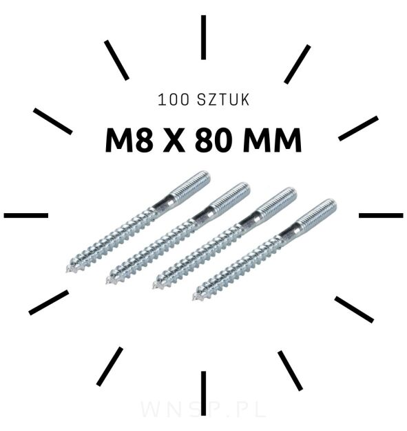 M8 X 80 mm, szpilka dwustronna 30/70