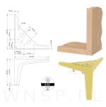 Noga meblowa typ V 12 CM mosiądz, złota - 7
