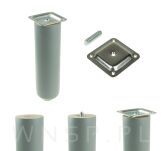 Nóżka bukowa szary mat 20 cm, walcowa 60 mm z blachą - 9