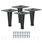 Nogi stalowe 10 cm, zestaw z wkrętami, czarne - 4