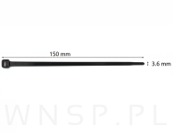Opaski zaciskowe kablowe 3,6 x 150 mm trytytki, trytki czarne zestaw 100 szt. - 2