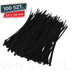Opaski zaciskowe kablowe 3,6 x 150 mm trytytki, trytki czarne zestaw 100 szt. - 3