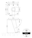 Noga stalowa skośna stożek 10 cm, z blachą montażową, mosiądz szczotkowany - 2