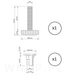 Regulator, nóżka, stopka meblowa M8 X 38 mm z mufą wbijaną - 2