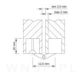 Zawias cylindryczny Ø 12 mm, do stołu, drzwi meblowych, mosiądz - 6