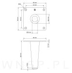 Noga stalowa prosta stożek 10 cm, z blachą montażową, czarna matowa - 2