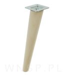 Noga meblowa bukowa skośna, 45 cm surowa z blachą montażową - 3