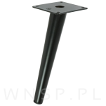 Noga stalowa skośna stożek 23 cm, z blachą montażową, czarna matowa - 6