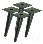 Noga stalowa skośna stożek 23 cm, z blachą montażową, czarna matowa - 6