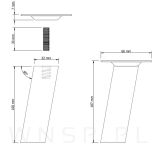Nóżka bukowa lakierowana 10 cm, kwadratowa skośna 32x32 mm z blachą - 3