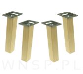 Nóżka bukowa lakierowana 10 cm, kwadratowa skośna 32x32 mm z blachą - 10
