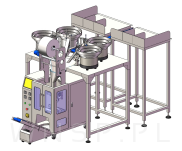 Maszyna, automat pakujący na 4 podajniki + dorzut ręczny 2 stanowiska + taśma przenośnikowa - 3