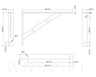 Wspornik, konsola do półki ściennej, wiszącej 300 x 200 x 29 mm - 2