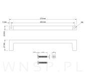 Uchwyt meblowy 160 mm Quadro, czarny, loft do szafki szuflady kuchennej - 2
