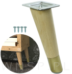 Nóżka dębowa skośna stożek 20 cm surowa, z nakładką antico - 2