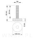 Regulator, nóżka, stopka meblowa  M8 x 38 mm - 2