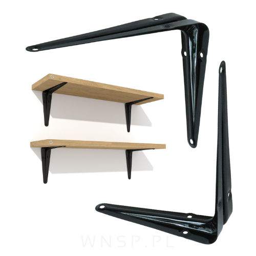 20x Wsporników do półki ściennej 150 x 125 mm, w kolorze czarnym