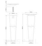 Noga bukowa prosta, stożek 45 cm szary mat z blachą montażową - 2