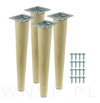 Noga bukowa prosta, stożek 30 cm lakier bezbarwny z blachą montażową - 8