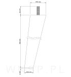 Noga bukowa skośna, stożek 45 cm, lakier ze szpilką M8 x 25 mm - 2