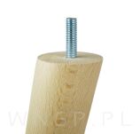 Noga bukowa skośna, stożek 45 cm, lakier ze szpilką M8 x 25 mm - 11