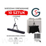 WIESZAK DREWNIANY NA SPODNIE CZARNY ZESTAW X10 WIESZAKI Z KLIPSAMI - 3